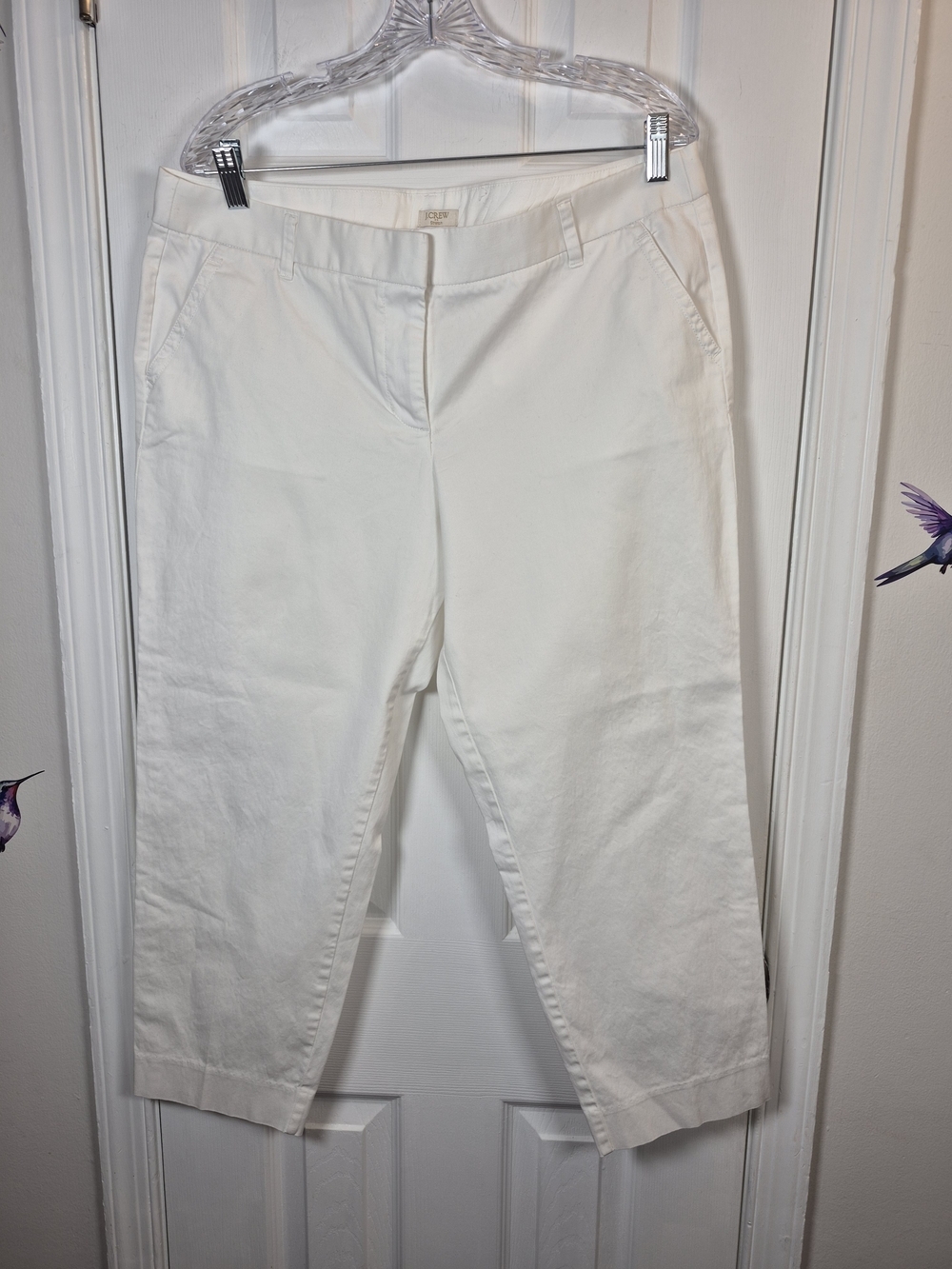 J.Crew White Skimmer Crop Pants Size 14 Coastal Grandmother Summer Preppy Twill